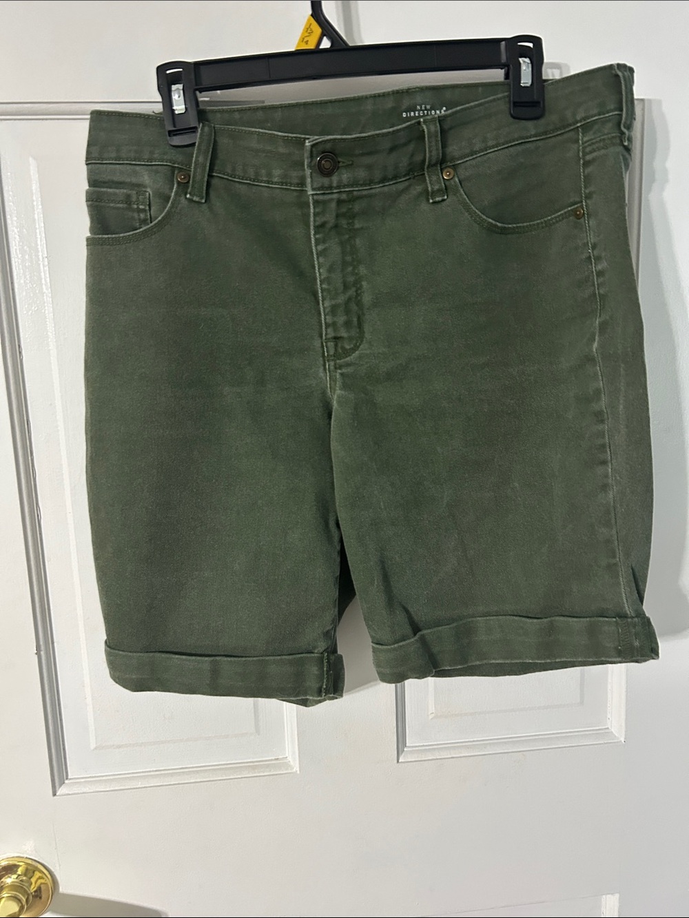 new directions Olive Green Rolled-Hem Jean Shorts